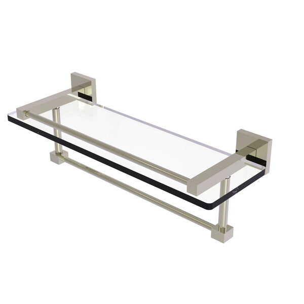 Montero Polished Nickel 16-Inch Glass Shelf with Towel Bar, image 1