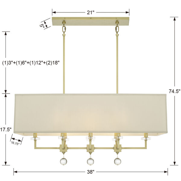 Paxton Antique Gold Eight-Light Chandelier, image 5