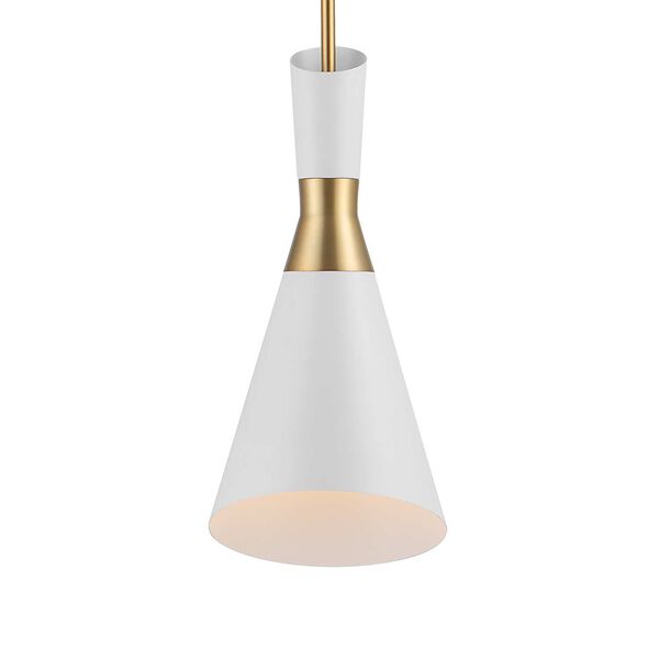 Eames Antique Brass and White One-Light Mini Pendant, image 4