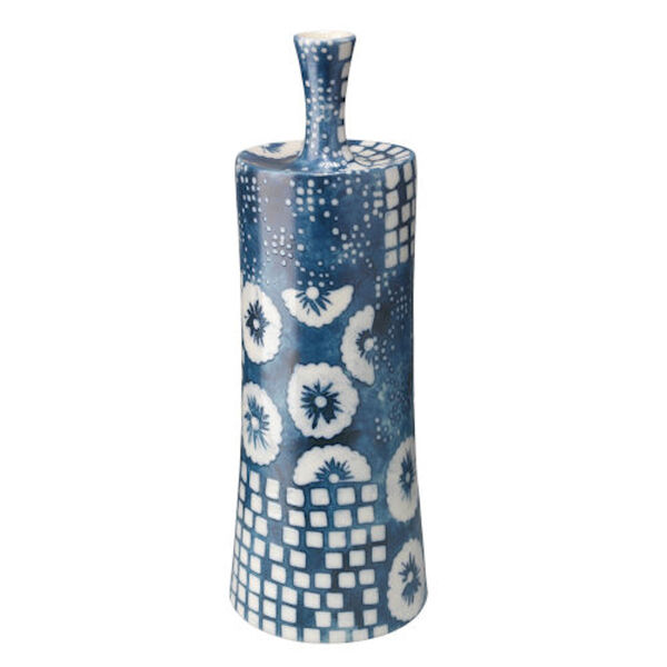 Hana Blue and Off White Cermaic Vase, Set of 4, image 3