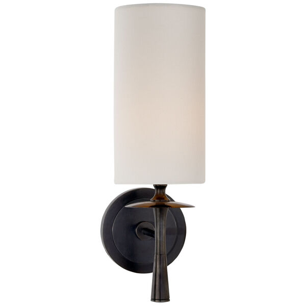 Drunmore Single Sconce in Bronze with Linen Shade by AERIN, image 1