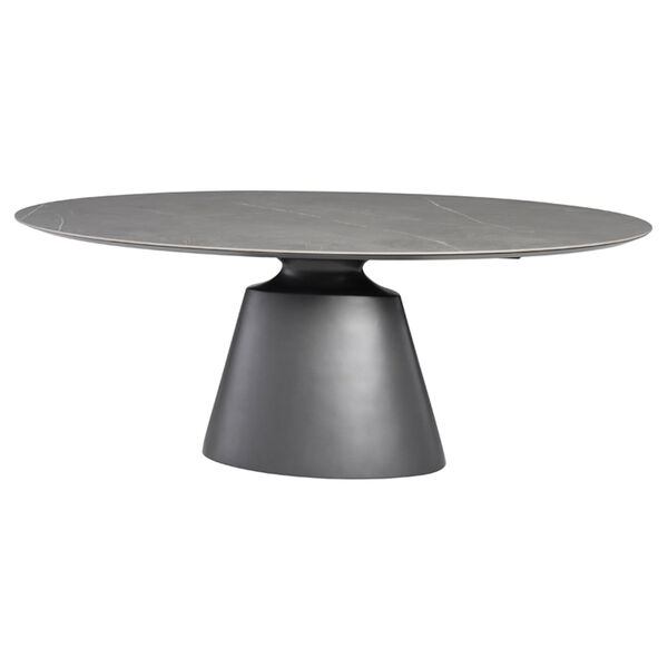 Taji Grey and Titanium 79-Inch Dining Table with Oval Top, image 1