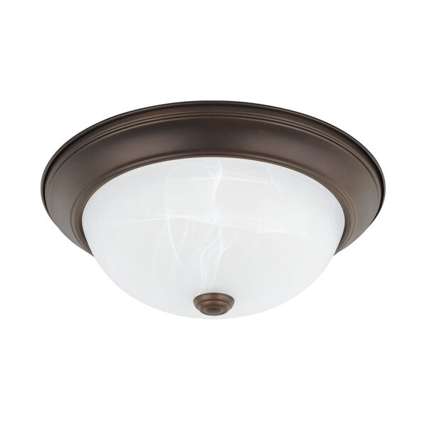Bronze 13-Inch Two-Light Flush Mount with Faux Alabaster Diffuser, image 1