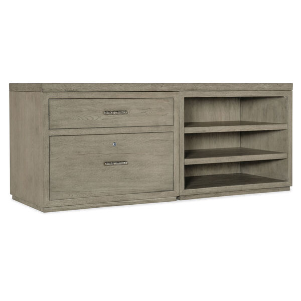 Linville Falls Mink Gray 72-Inch Credenza with Lateral File and Open Desk Cabinet, image 1