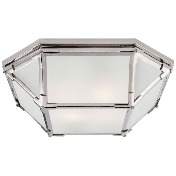 Morris Medium Flush Mount in Polished Nickel with Frosted Glass by Suzanne Kasler, image 1