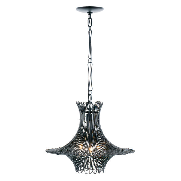 Rikki Carbon And Aged Gold Three-Light Chandelier, image 4
