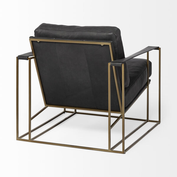 Watson Black and Gold Leather Wrapped Arm Chair, image 6
