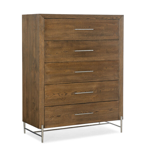 Chapman Warm Brown and Pewter 44-Inch Five-Drawer Chest, image 1