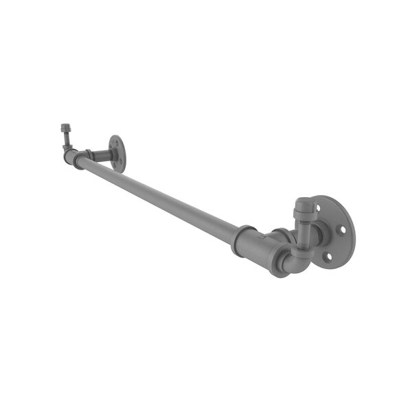 Pipeline Matte Gray 24-Inch Towel Bar with Integrated Hooks, image 1