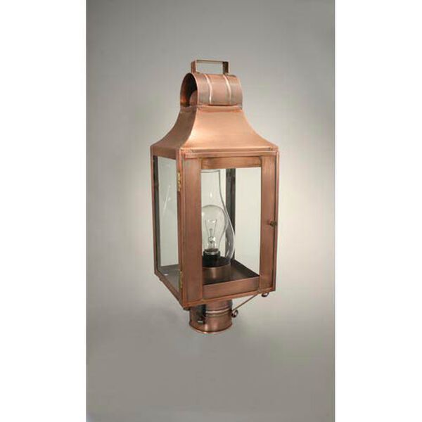 Livery Antique Copper One-Light Outdoor Post Light with Clear Glass, image 1