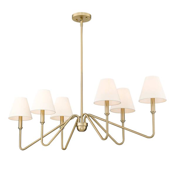 Kennedy Brushed Champagne Bronze Six-Light Pendant with Ivory Linen shade, image 3