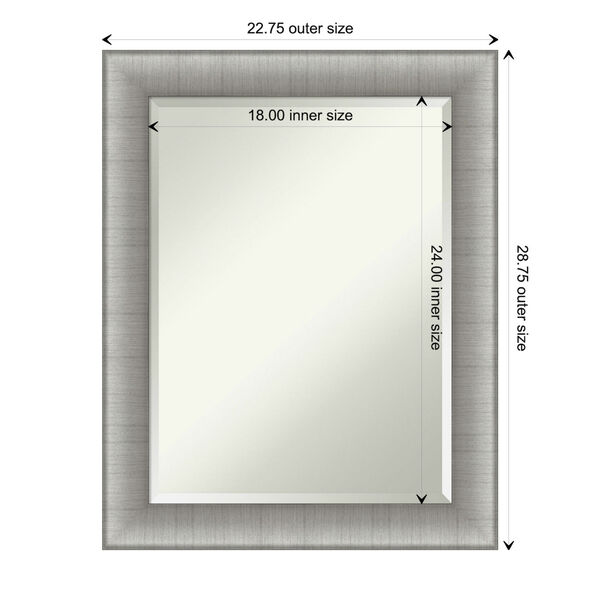 Elegant Brushed Pewter Polished Nickel Wall Mirror, image 4
