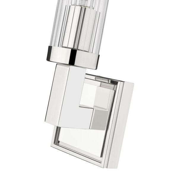 Beau Polished Nickel One-Light Wall Sconce with Clear Glass Shade, image 6