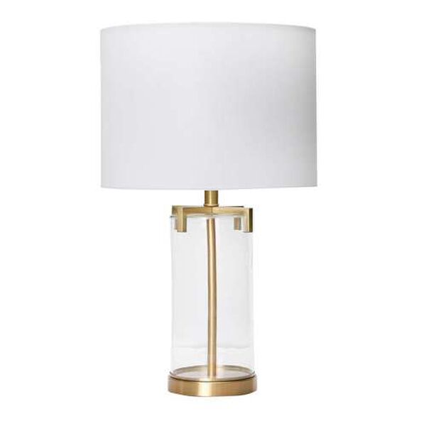 Brushed Gold and Glass One-Light Table Lamp, image 1