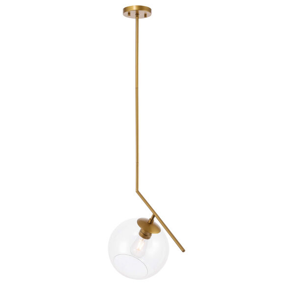 Ryland Brass 10-Inch One-Light Pendant with Clear Glass, image 4