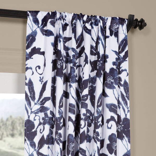 Hibiscus Blue 96 x 50 In. Blackout Curtain Single Panel, image 3