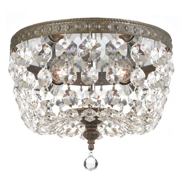 Crystal 8-Inch Two-Light Bronze Ceiling Mount, image 1