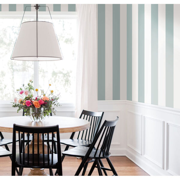 Waters Edge Light Gray Awning Stripe Pre Pasted Wallpaper, image 1