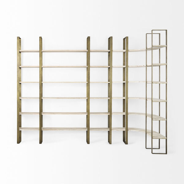 Turner Light Brown and Gold Six-Tier Shelving Unit, image 4