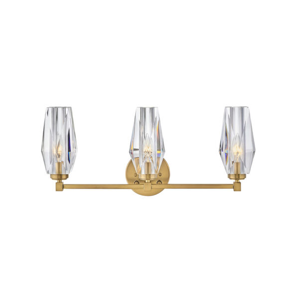 Ana Heritage Brass Three-Light Bath Vanity With Faceted Clear Crystal Glass, image 1