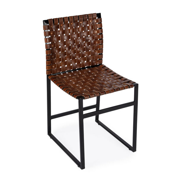 Urban Brown Woven Leather Side Chair, image 1