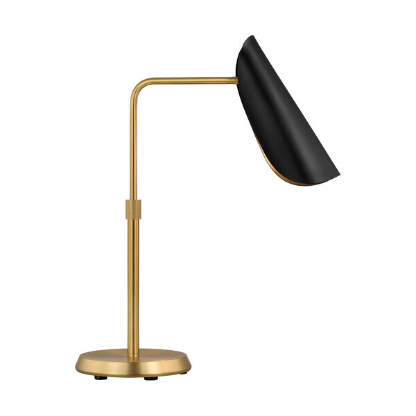 Tresa Burnished Brass LED Task Table Lamp with Midnight Black Shade, image 1