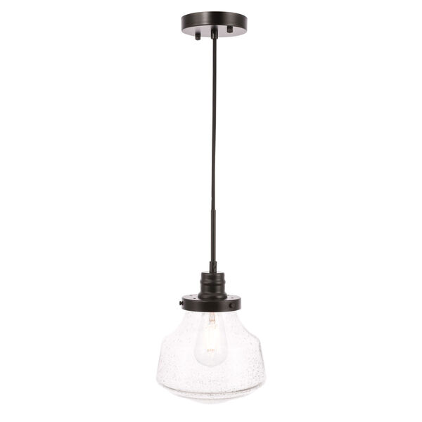 Lyle Black Eight-Inch One-Light Mini Pendant with Clear Seeded Glass, image 1
