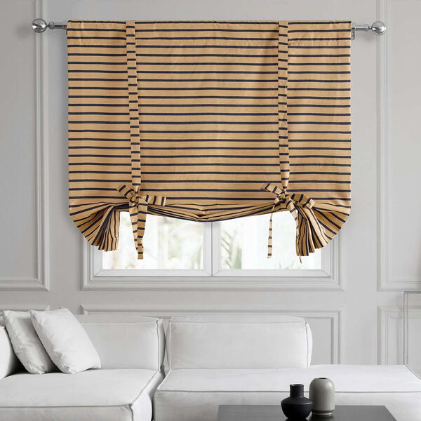Gold And Black Hand Weaved Cotton Tie Up Window Shade Single Panel, image 1