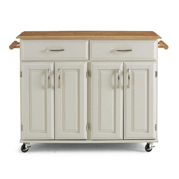 Blanche Off-White and Natural Kitchen Cart, image 1