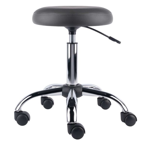 Clyde Charcoal Chrome Adjustable Cushion Seat Swivel Stool, image 4