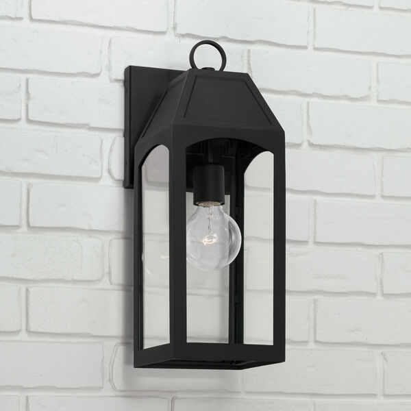 Burton Black Outdoor One-Light Wall Lantern with Clear Glass, image 4