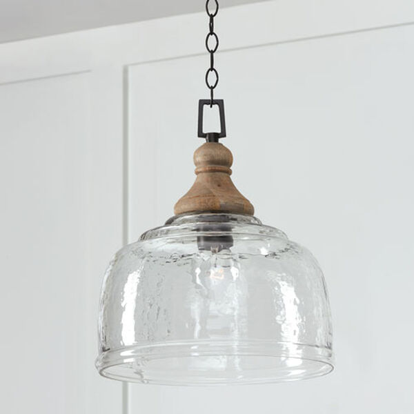 Grey Wash and Iron Silk One-Light Pendant with Clear Organic Rippled Glass - (Open Box), image 4
