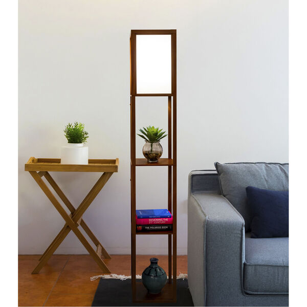 Maxwell Havana Brown LED Floor Lamp with Shelf, image 2