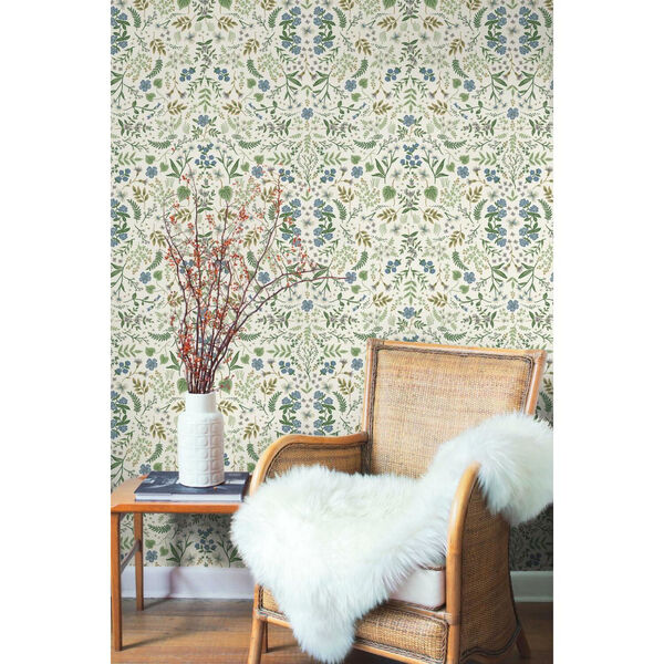 Rifle Paper Co. Blue and Green Wildwood Wallpaper, image 3