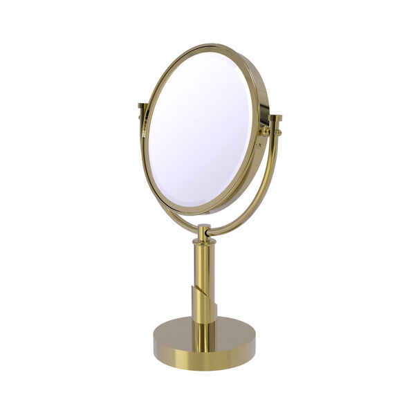 Tribecca Unlacquered Brass Eight-Inch Vanity Top Make-Up Mirror 2X Magnification, image 1