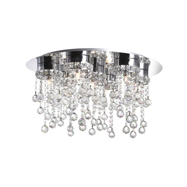 Monica Chrome Seven-Light Flush Mount with K9 Clear Crystal, image 1
