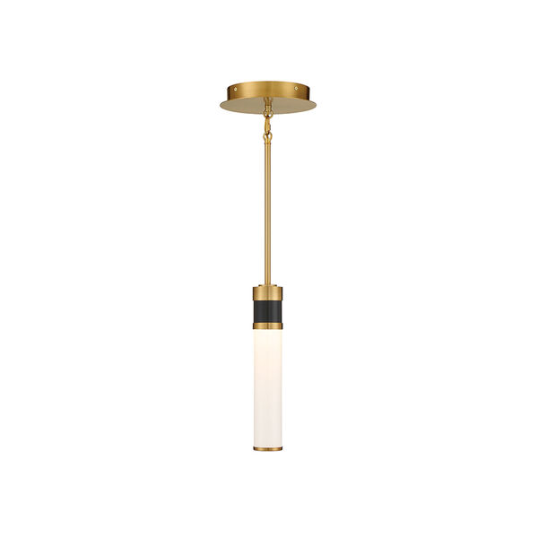 Abel Matte Black with Warm Brass Accents Integrated LED Mini-Pendant, image 1