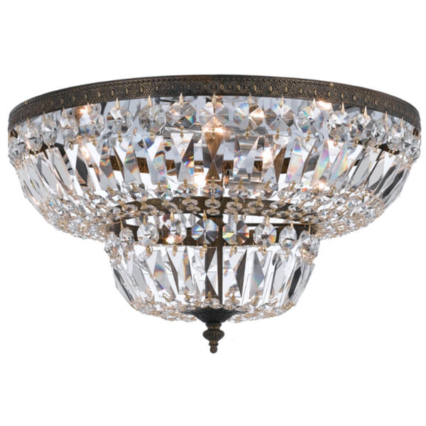 Richmond English Bronze Four-Light Flush Mount with Clear Hand Cut Crystal, image 1