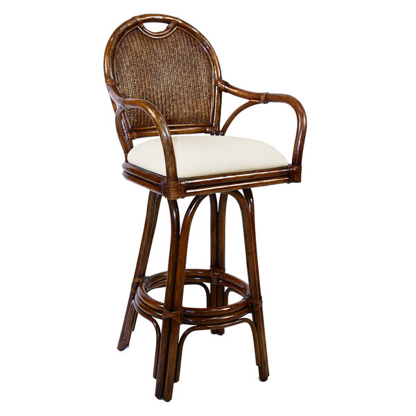 Classic York Dove Swivel Rattan and Wicker 24-Inch Counter stool, image 1