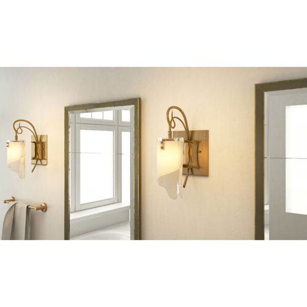 SoHo One-Light Bath/Sconce in Hammered Ore with Brown Tint Ice Glass, image 4
