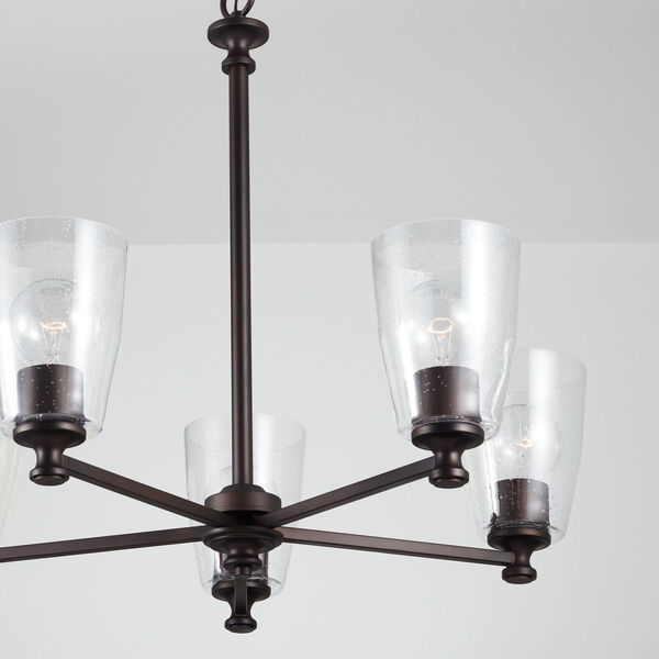 HomePlace Myles Bronze Five-Light Chandelier with Clear Seeded Glass, image 3