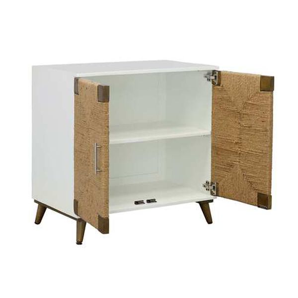 White Natural Solid Wood Cabinet with Two Doors, image 3