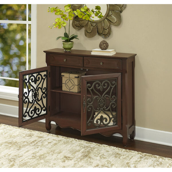 Olivia Light Cherry 2-Door 2-Drawer Scroll Accent Cabinet, image 6