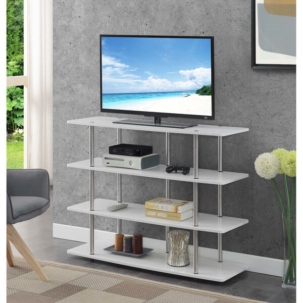 Designs2Go White Highboy Four-Tier TV Stand, image 2