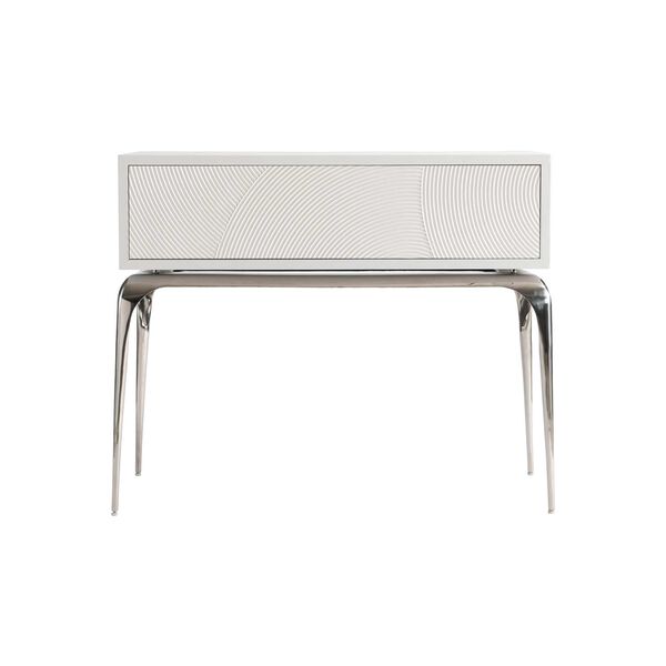 Montoya Frosted Pearl and Stainless Steel Nightstand, image 3