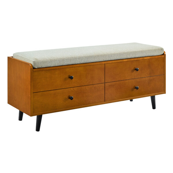 Acorn and White Storage Bench with Cushion, image 4