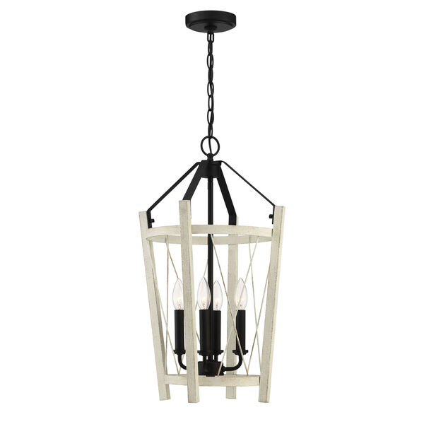 Suffolk Cottage White And Espresso 14-Inch Four-Light Pendant, image 1