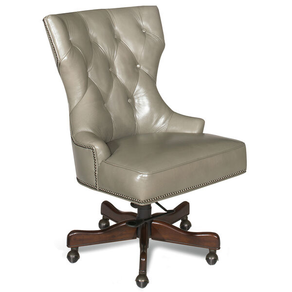 Primm Gray Leather Desk Chair, image 1