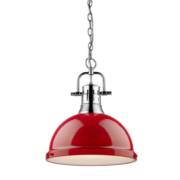 Duncan Chrome 14-Inch One Light Pendant with Red Shade, image 2