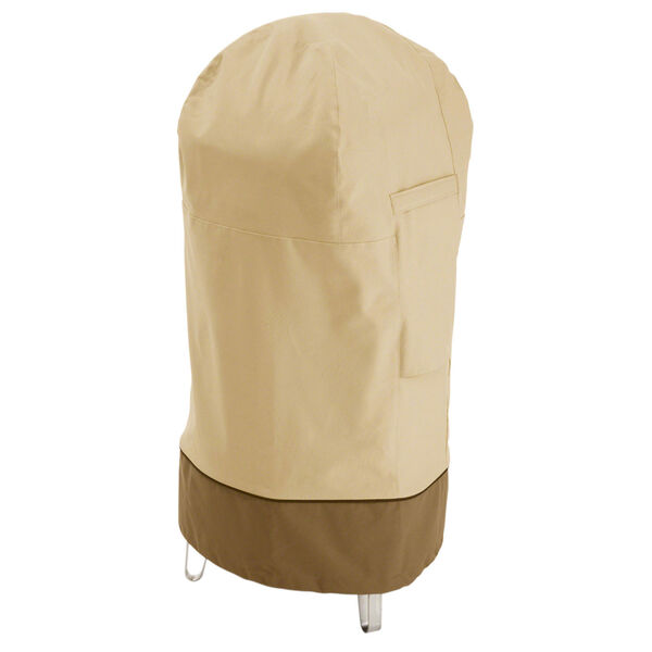 Ash Beige and Brown Round Barrel Smoker Cover, image 1